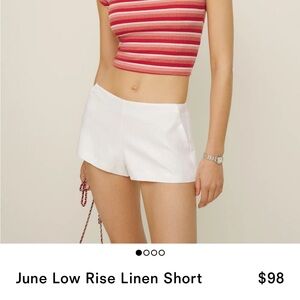 Reformation June Low Rise Linen Short Ivory - Size 0